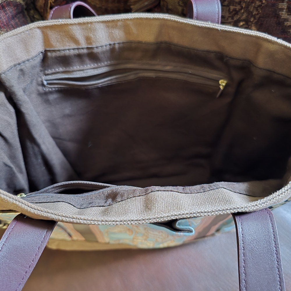Plunder Brown and Blue Stylish Floral Tote Bag - Picture 4 of 4